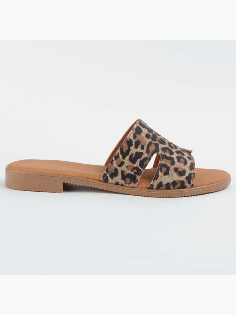 Sandália Baixa Couro Natural Purapiel Multicolorido - Kiabi