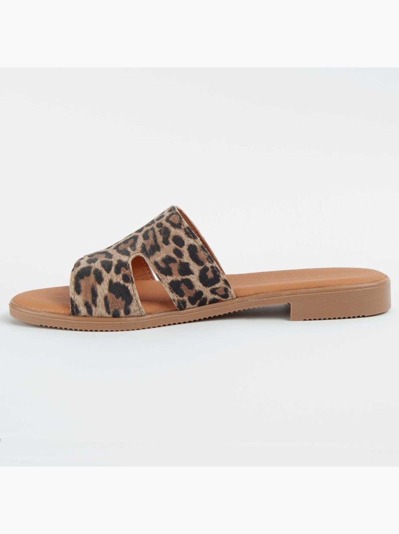 Sandália Baixa Couro Natural Purapiel Multicolorido - Kiabi
