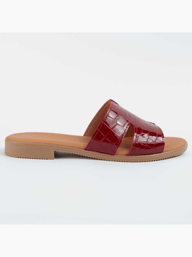Sandália Baixa Couro Natural Purapiel Vermelho - Kiabi