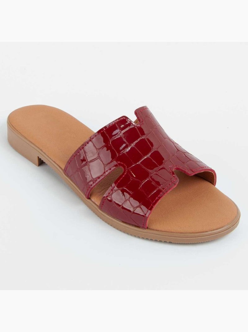 Sandália Baixa Couro Natural Purapiel Vermelho - Kiabi