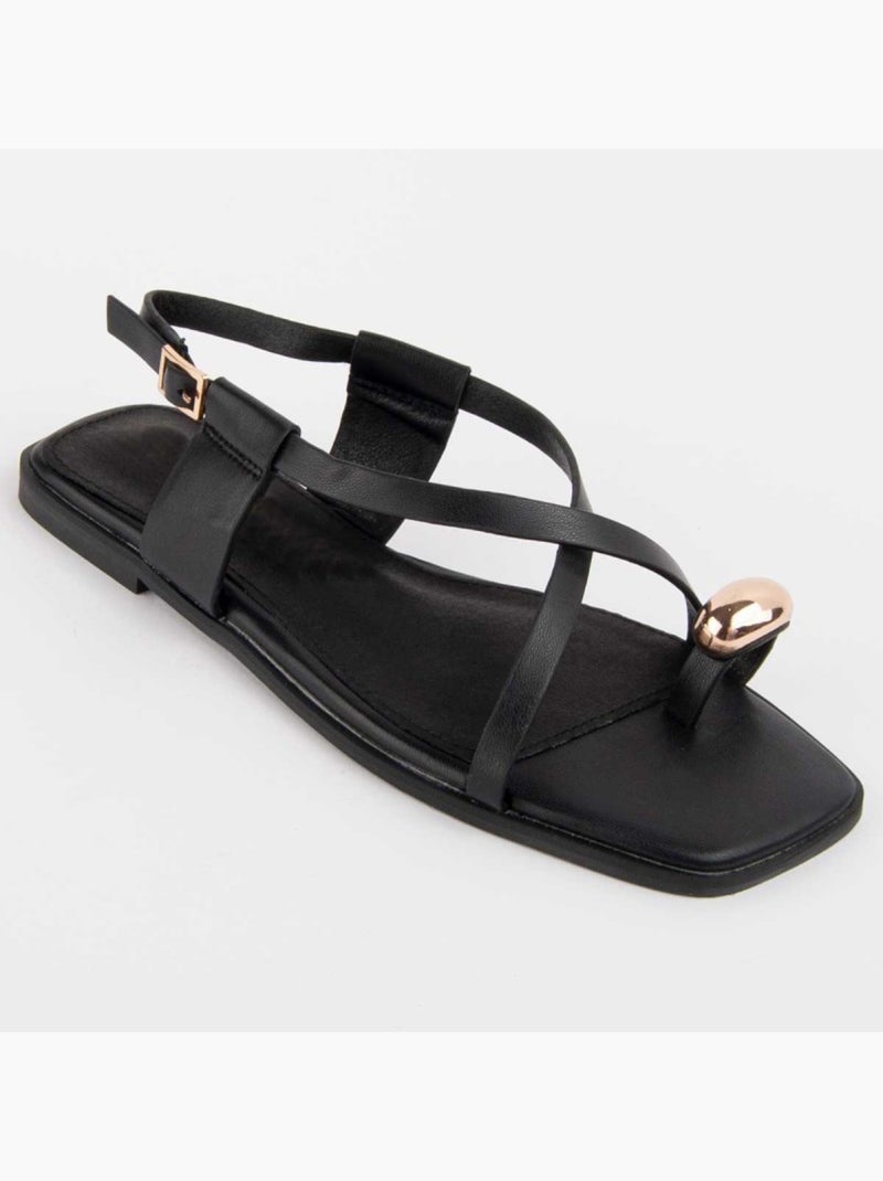 Sandália Baixa Material Sintético Montevita Preto - Kiabi
