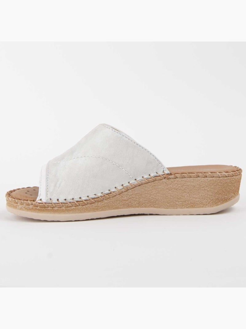 Sandália Com Cunha Couro Natural Purapiel Branco - Kiabi