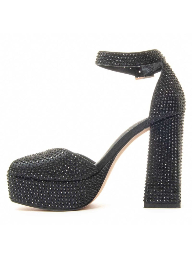 Sandália Com Salto Material Sintético E Têxtil Montevita Preto - Kiabi