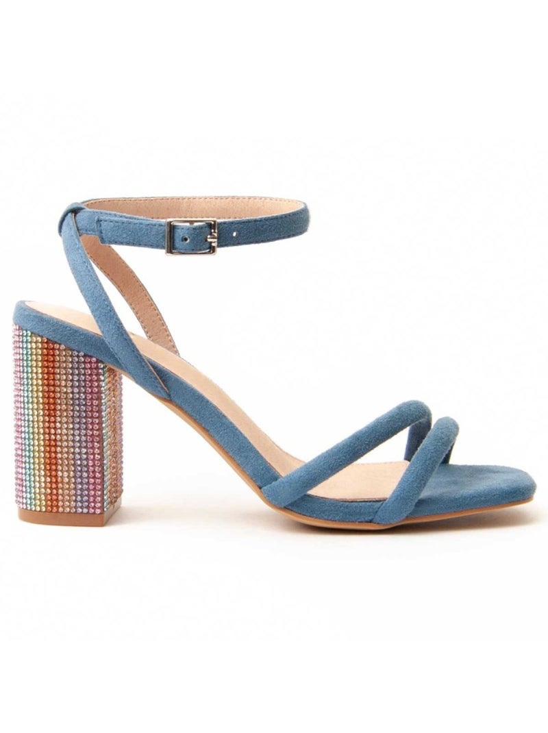 Sandália Com Salto Material Sintético Montevita Azul - Kiabi
