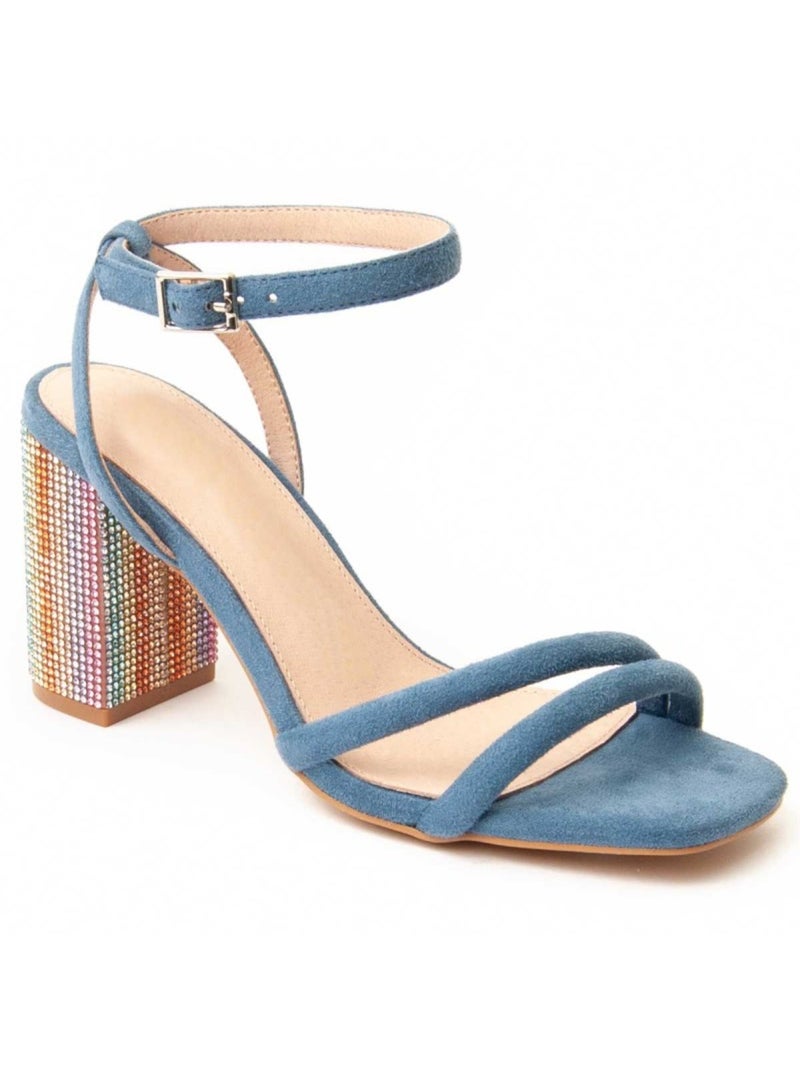 Sandália Com Salto Material Sintético Montevita Azul - Kiabi