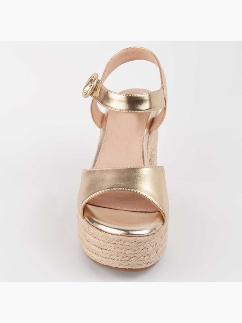 Sandália Com Salto Material Sintético Montevita Dourado/Ouro - Kiabi