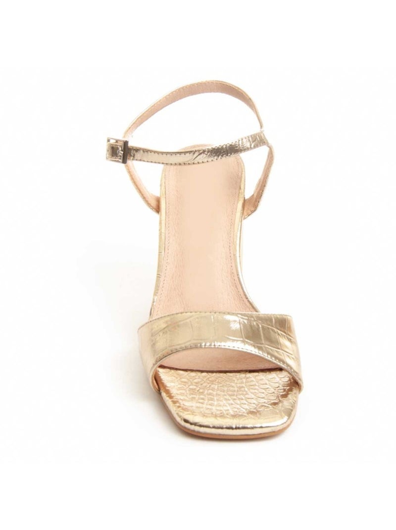 Sandália Com Salto Material Sintético Montevita Dourado/Ouro - Kiabi