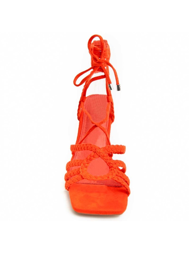 Sandália Com Salto Material Sintético Montevita Laranja - Kiabi