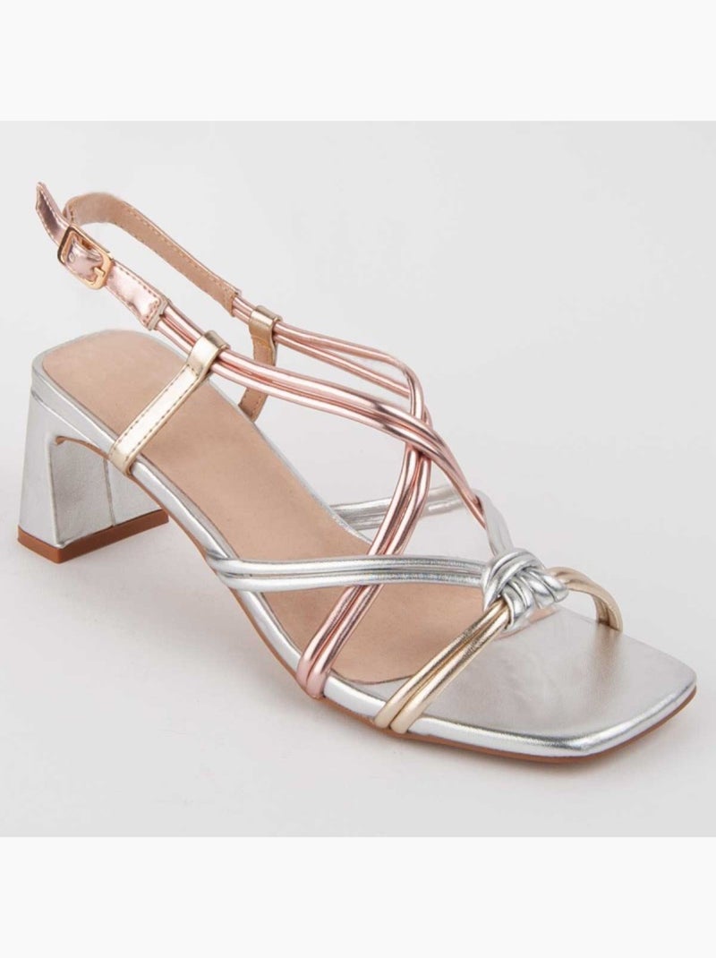 Sandália Com Salto Material Sintético Montevita Multicolorido - Kiabi