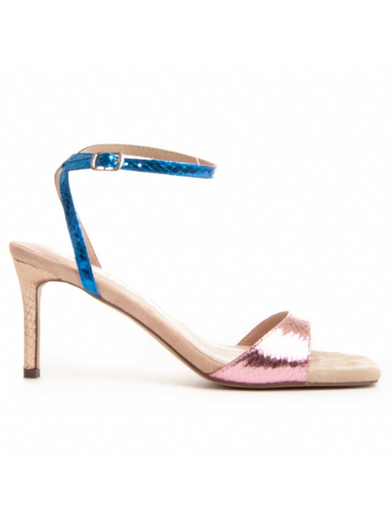 Sandália Com Salto Material Sintético Montevita Multicolorido - Kiabi