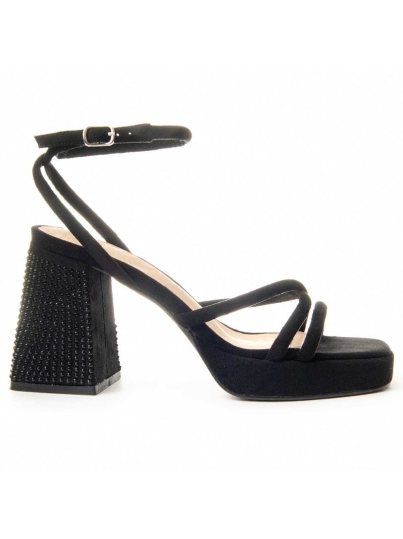 Sandália Com Salto Material Sintético Montevita Preto - Kiabi
