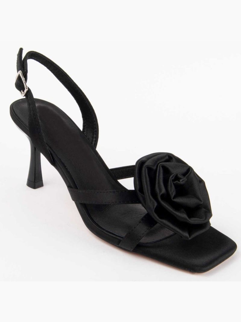 Sandália Com Salto Material Sintético Montevita Preto - Kiabi