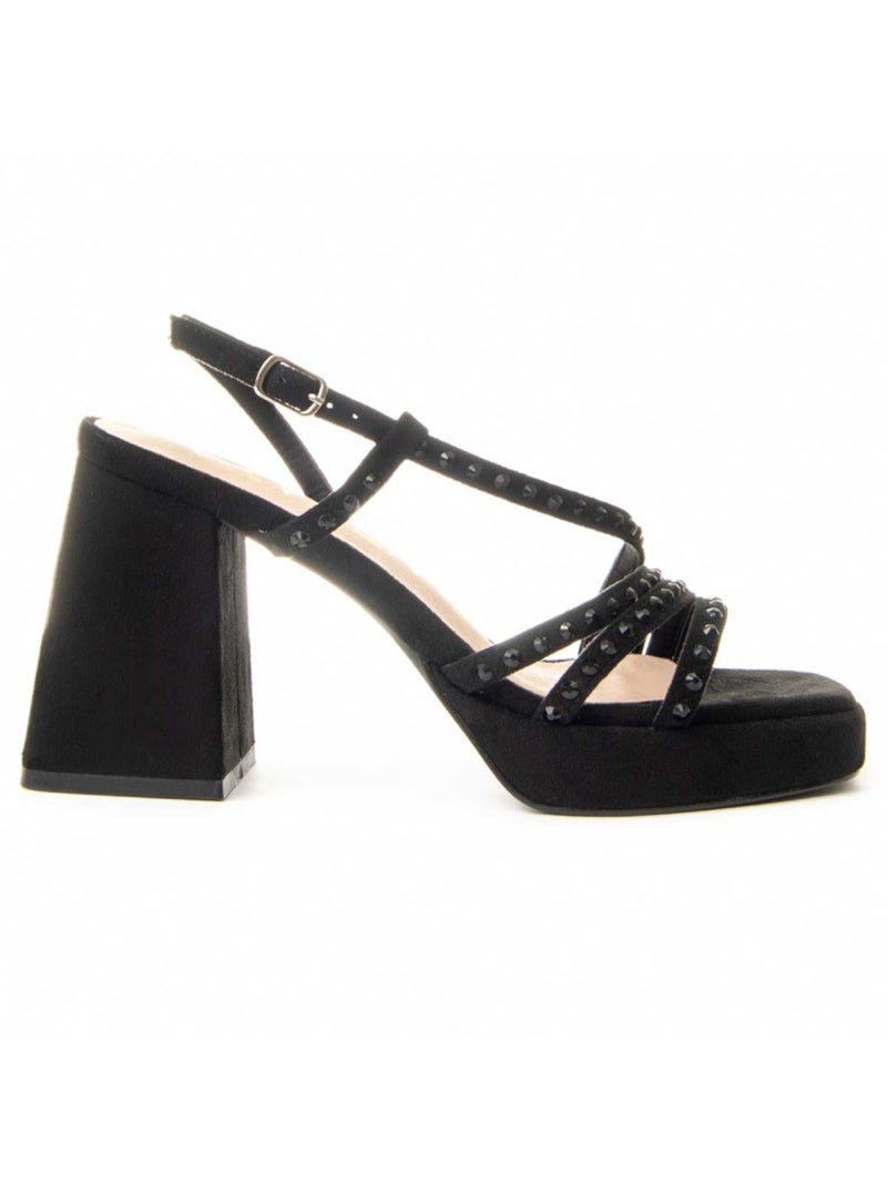 Sandália Com Salto Material Sintético Montevita Preto - Kiabi