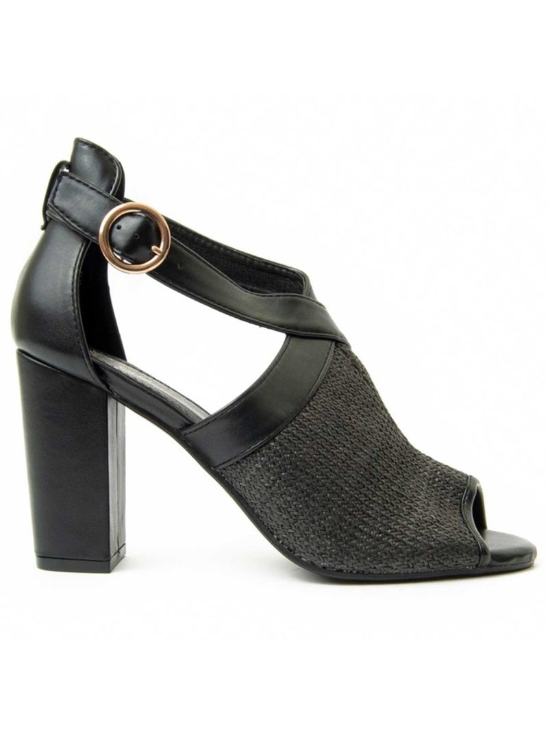 Sandália Com Salto Material Sintético Montevita Preto - Kiabi