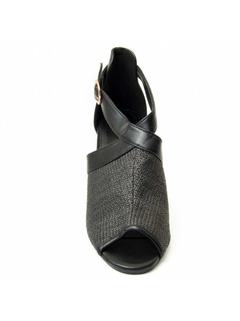 Sandália Com Salto Material Sintético Montevita Preto - Kiabi