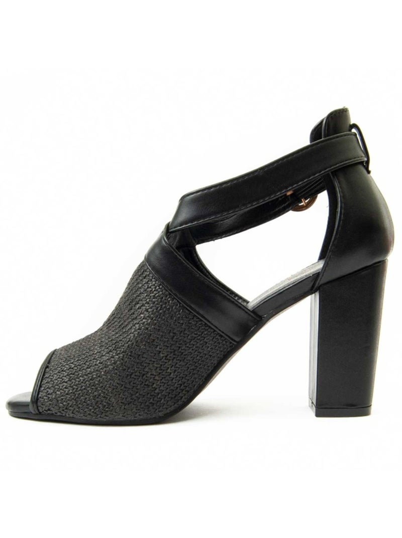 Sandália Com Salto Material Sintético Montevita Preto - Kiabi