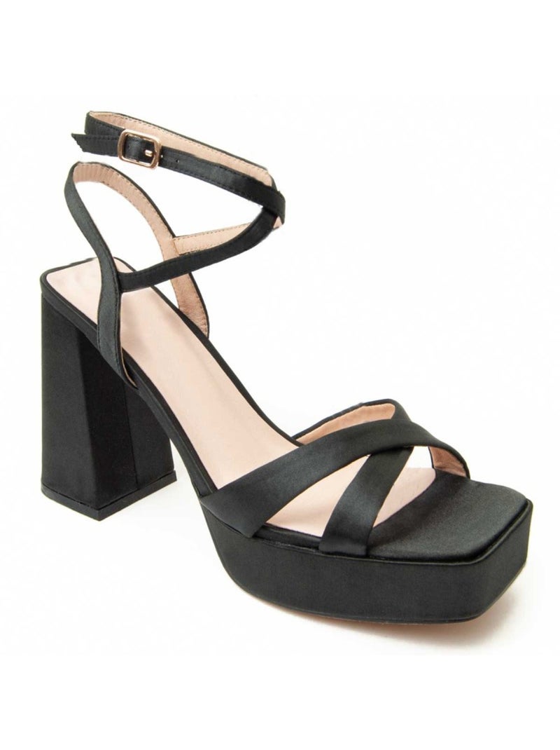 Sandália Com Salto Material Sintético Montevita Preto - Kiabi