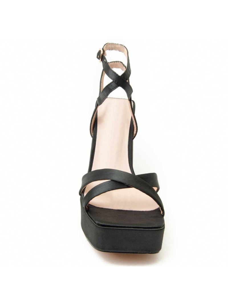 Sandália Com Salto Material Sintético Montevita Preto - Kiabi