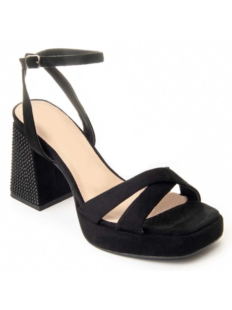 Sandália Com Salto Material Sintético Montevita Preto - Kiabi