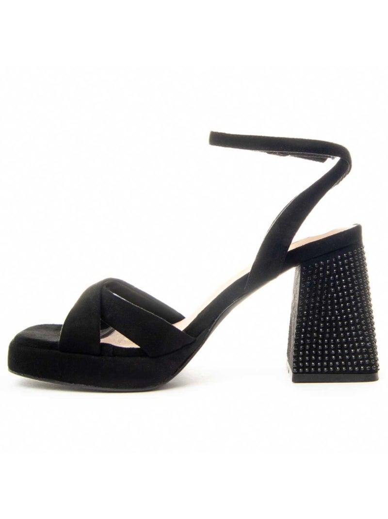 Sandália Com Salto Material Sintético Montevita Preto - Kiabi