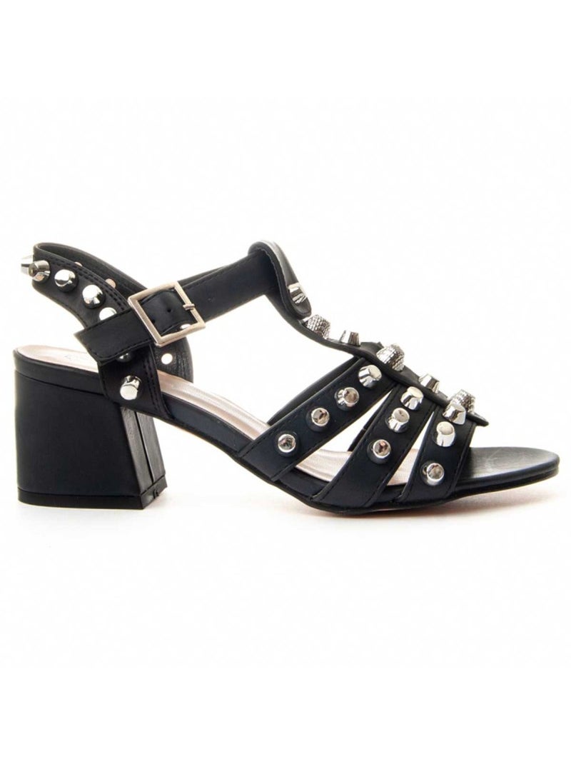 Sandália Com Salto Material Sintético Montevita Preto - Kiabi