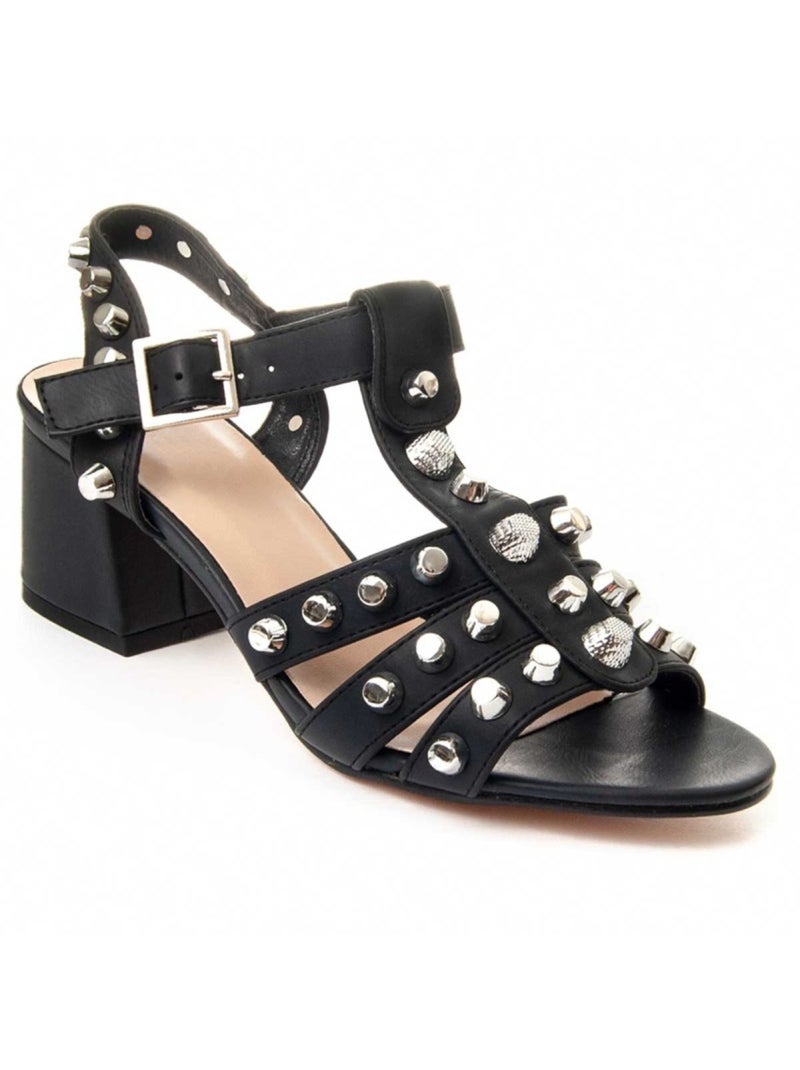 Sandália Com Salto Material Sintético Montevita Preto - Kiabi