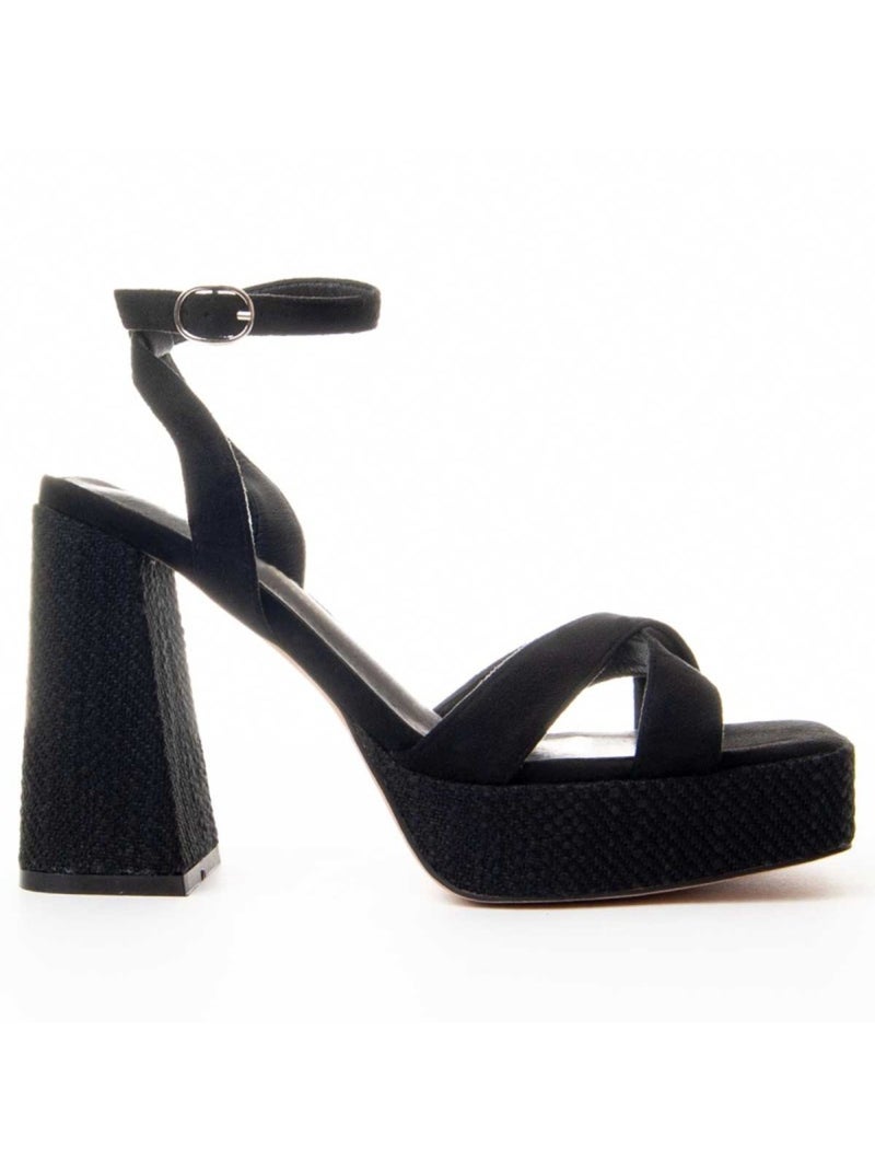 Sandália Com Salto Material Sintético Montevita Preto - Kiabi