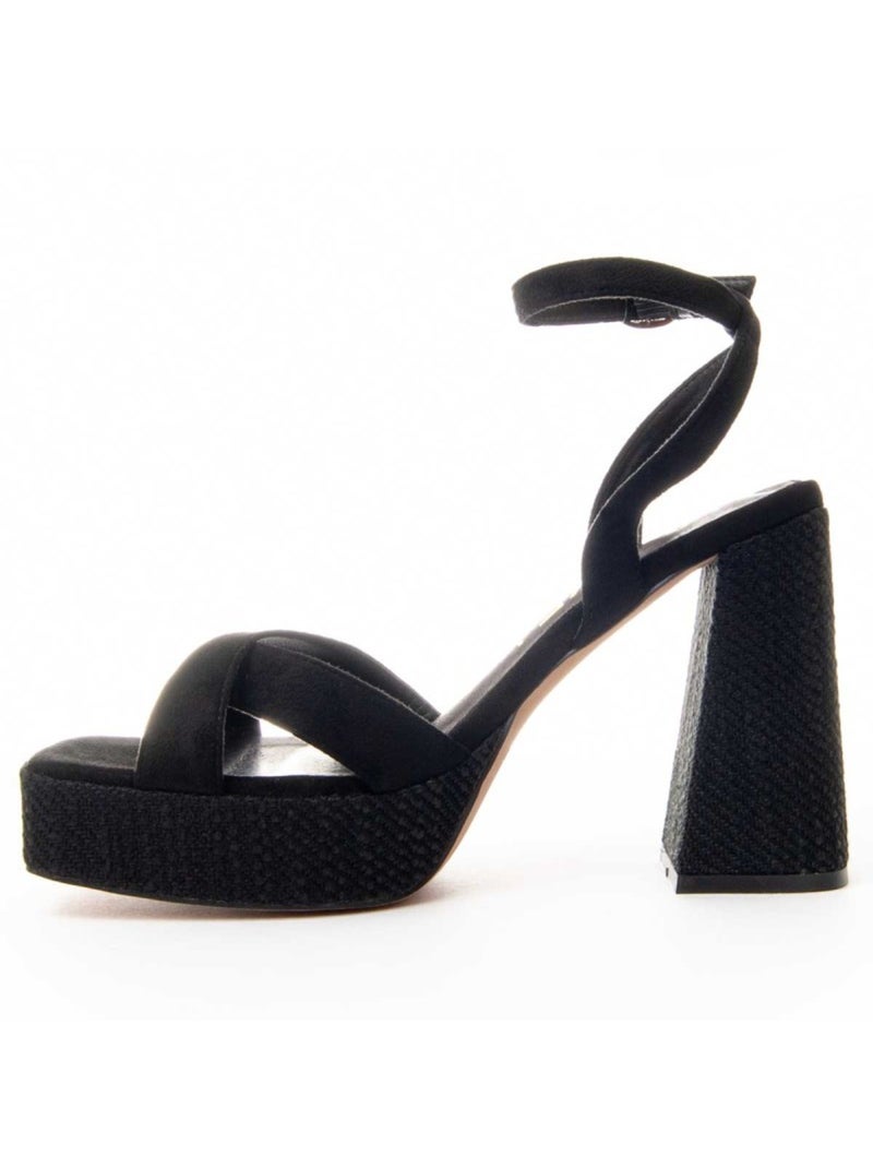 Sandália Com Salto Material Sintético Montevita Preto - Kiabi