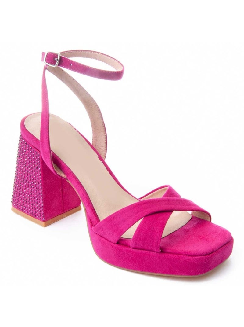 Sandália Com Salto Material Sintético Montevita Rosa - Kiabi