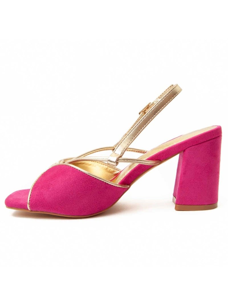 Sandália Com Salto Material Sintético Montevita Rosa - Kiabi