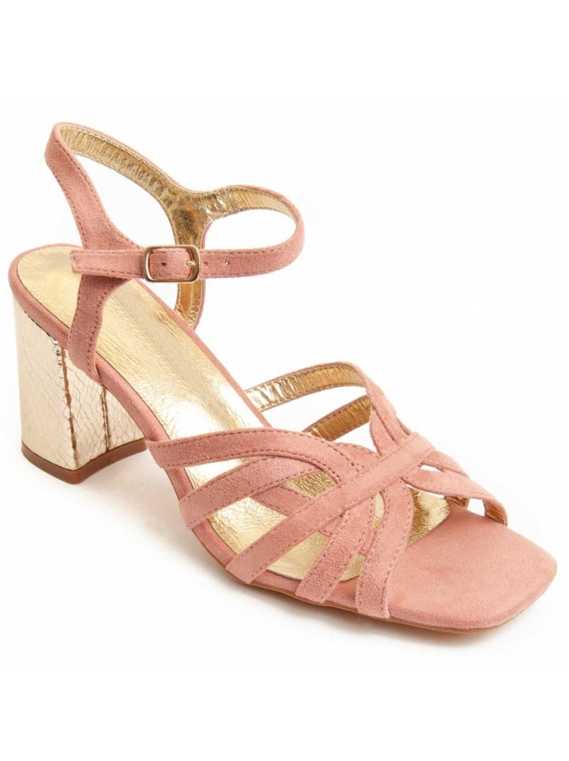 Sandália Com Salto Material Sintético Montevita Rosa - Kiabi