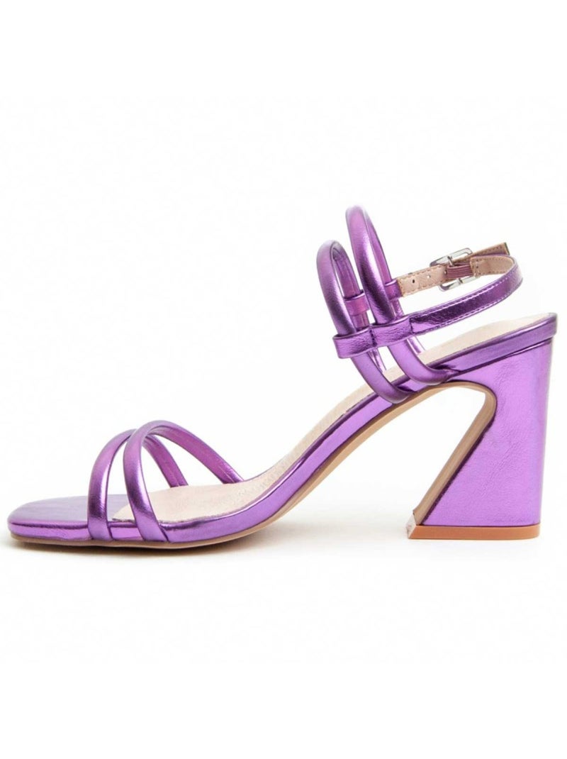 Sandália Com Salto Material Sintético Montevita Roxo - Kiabi