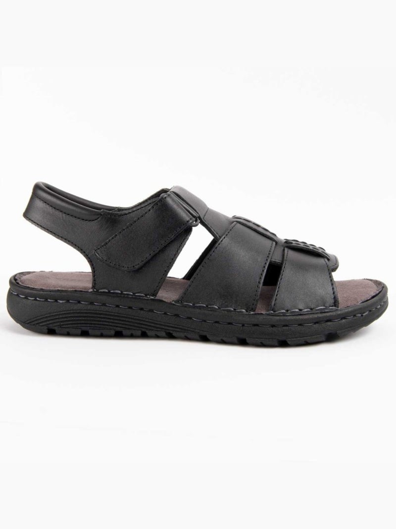 Sandália Couro Natural Purapiel Preto - Kiabi