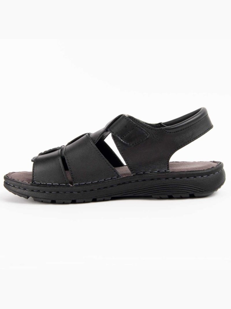 Sandália Couro Natural Purapiel Preto - Kiabi