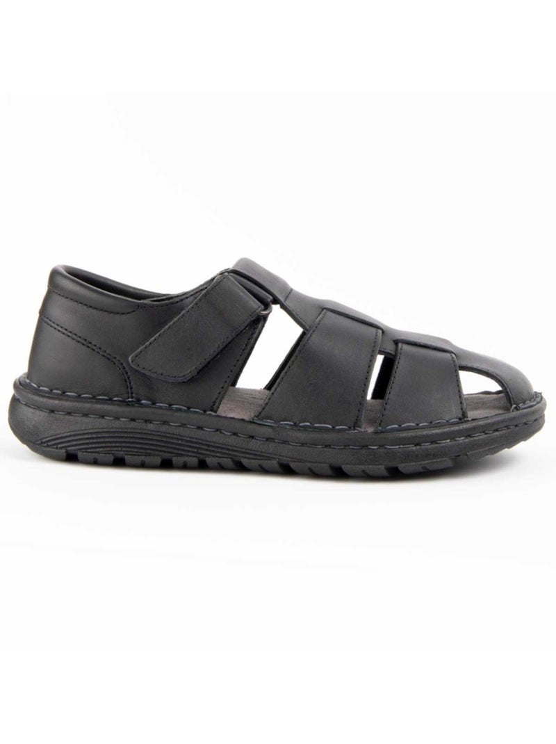 Sandália Couro Natural Purapiel Preto - Kiabi