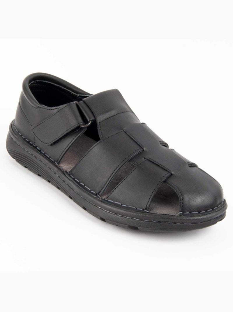 Sandália Couro Natural Purapiel Preto - Kiabi