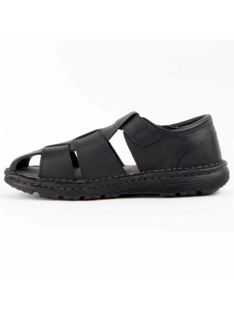 Sandália Couro Natural Purapiel Preto - Kiabi