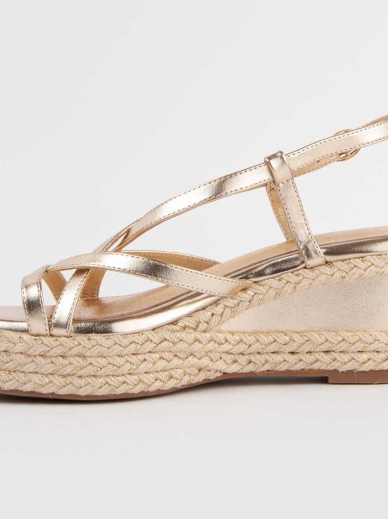 Sandália De Esparto Com Cunha Material Sintético Montevita Dourado/Ouro - Kiabi
