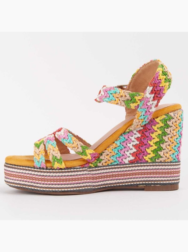 Sandália De Esparto Com Cunha Material Sintético Montevita Multicolorido - Kiabi