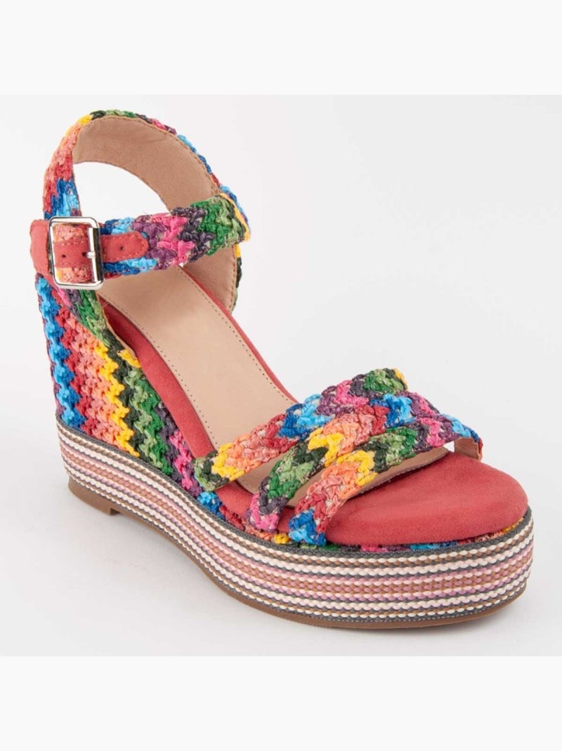 Sandália De Esparto Com Cunha Material Sintético Montevita Multicolorido - Kiabi