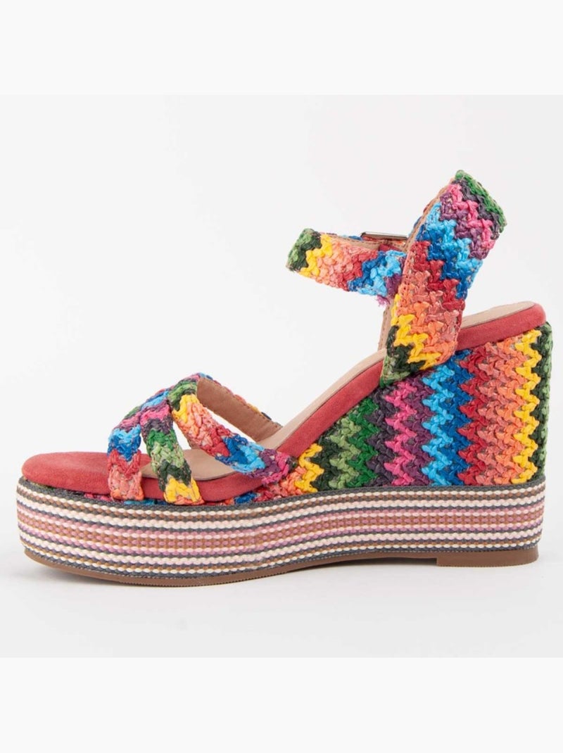 Sandália De Esparto Com Cunha Material Sintético Montevita Multicolorido - Kiabi