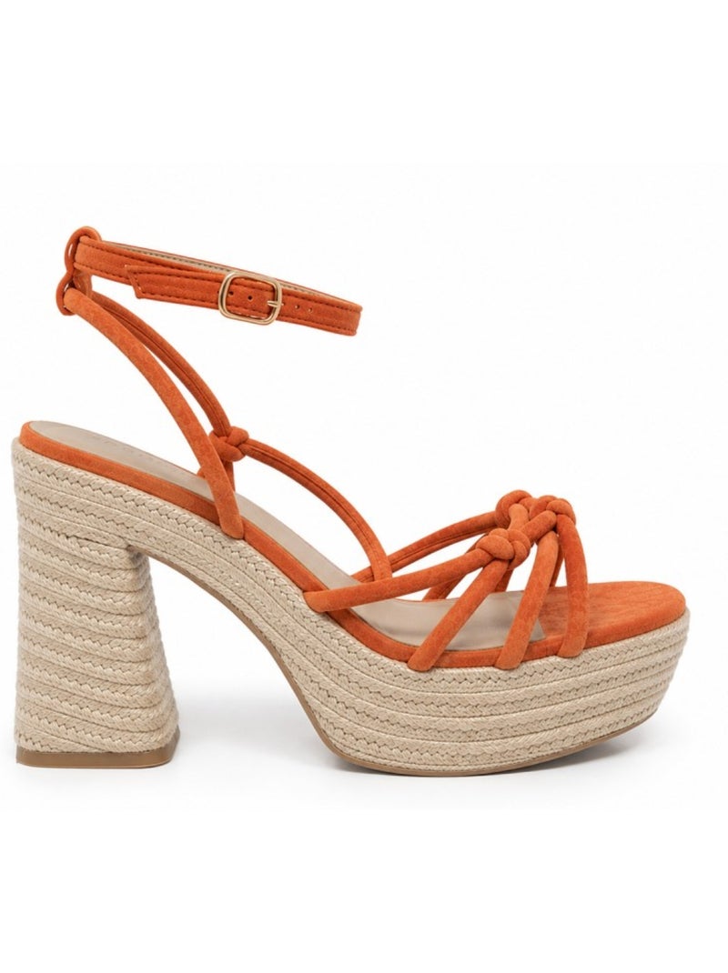 Sandália de salto material sintético montevita Laranja - Kiabi