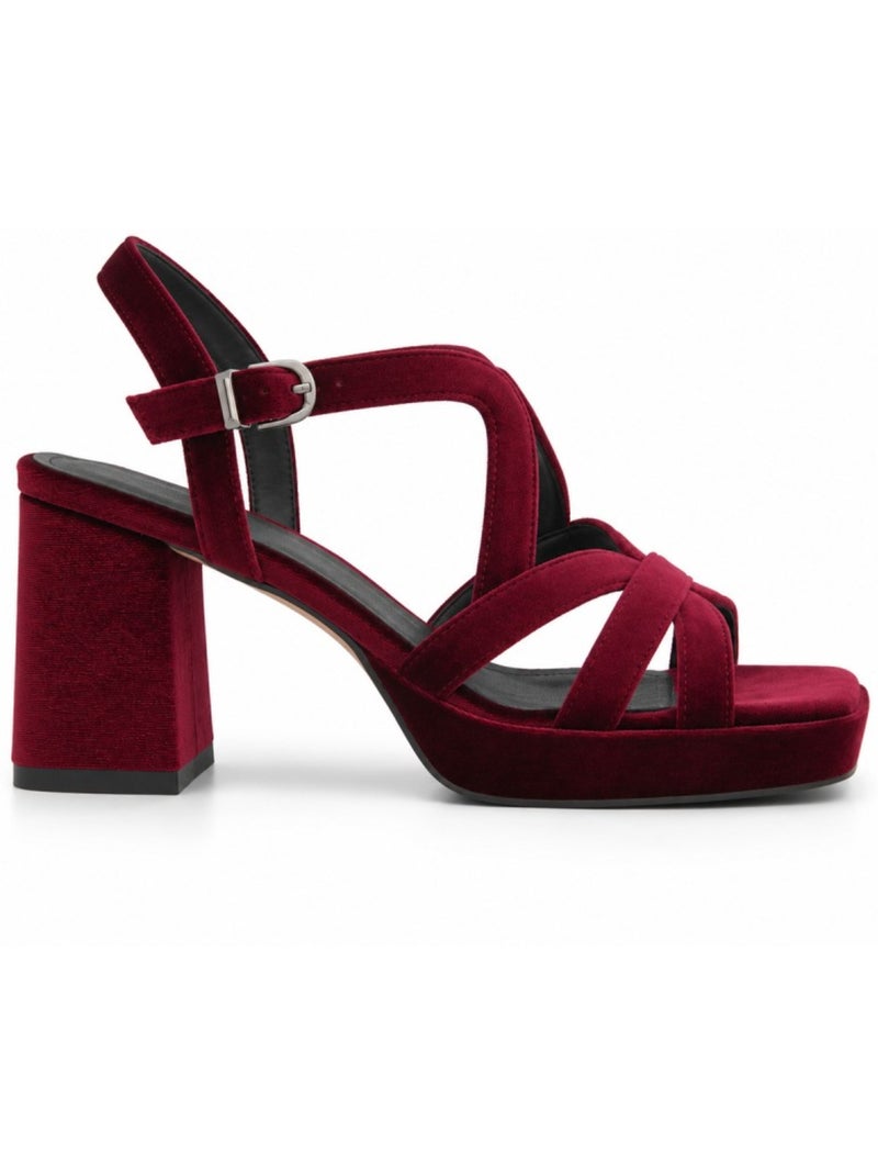 Sandália de salto material sintético montevita Vermelho - Kiabi