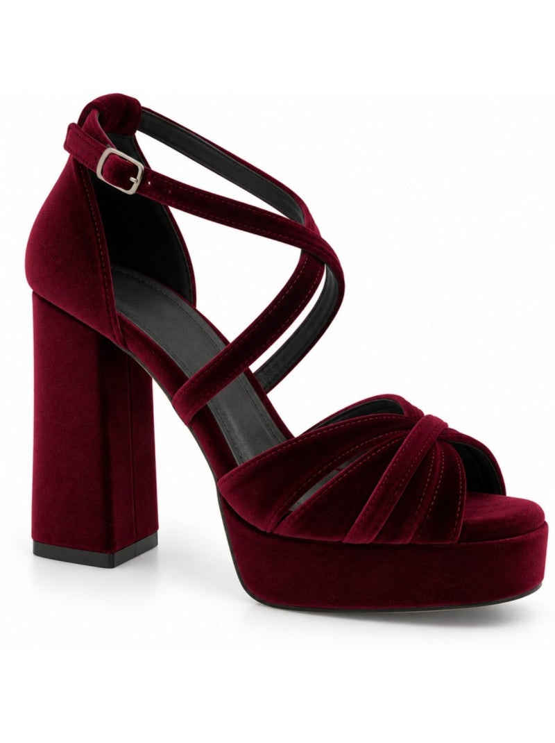 Sandália de salto material sintético montevita Vermelho - Kiabi
