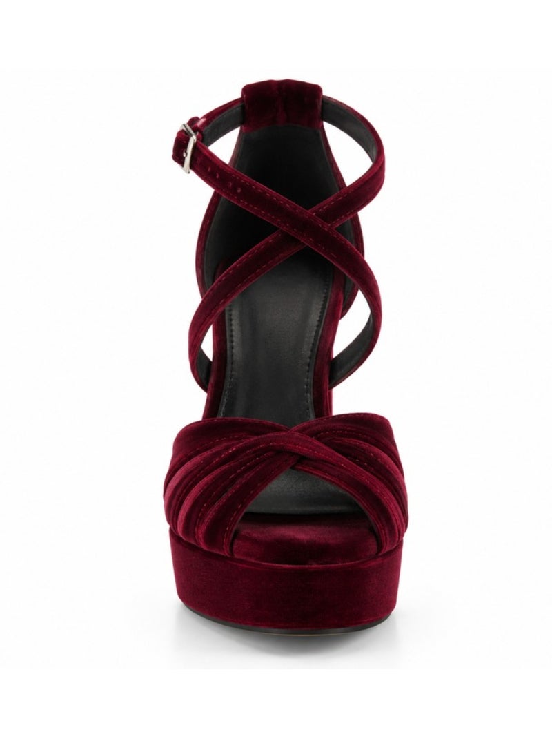 Sandália de salto material sintético montevita Vermelho - Kiabi