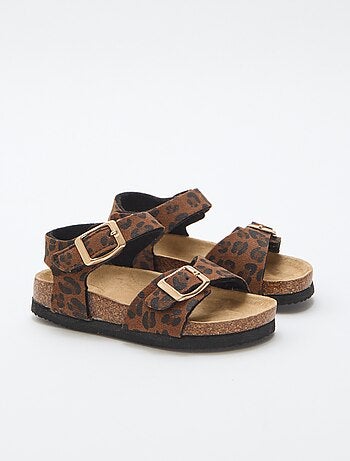 Sandália estampada de leopardo com tiras