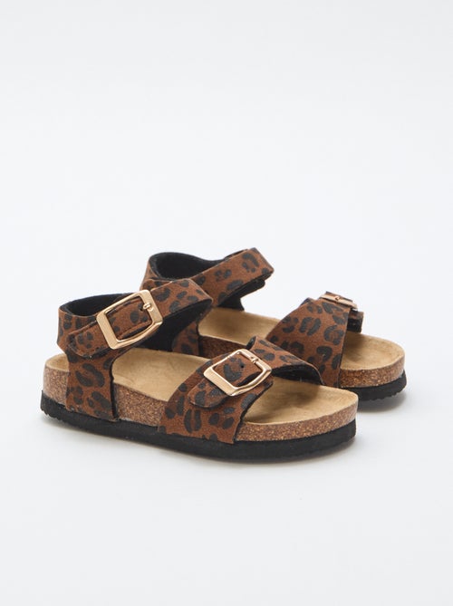 Sandália estampada de leopardo com tiras - Kiabi