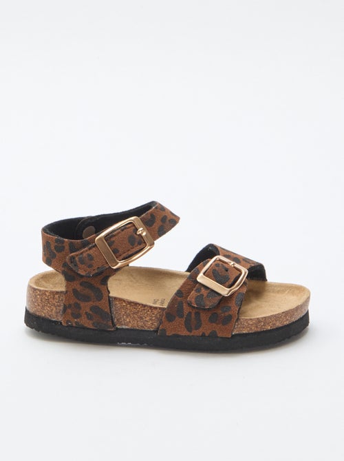 Sandália estampada de leopardo com tiras - Kiabi