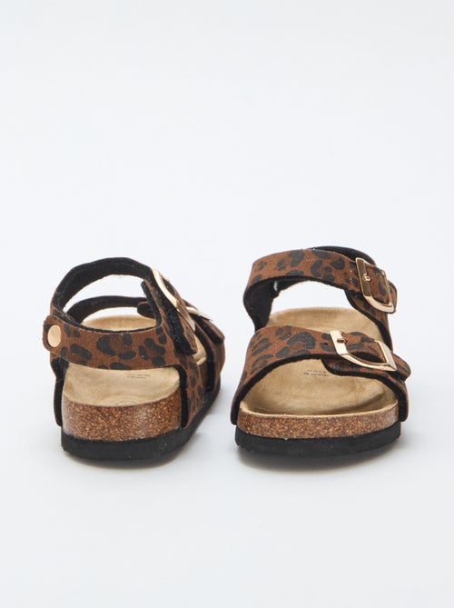 Sandália estampada de leopardo com tiras - Kiabi