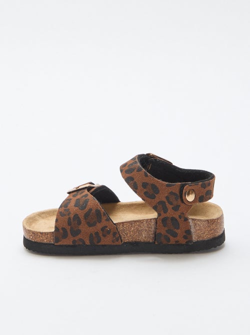 Sandália estampada de leopardo com tiras - Kiabi
